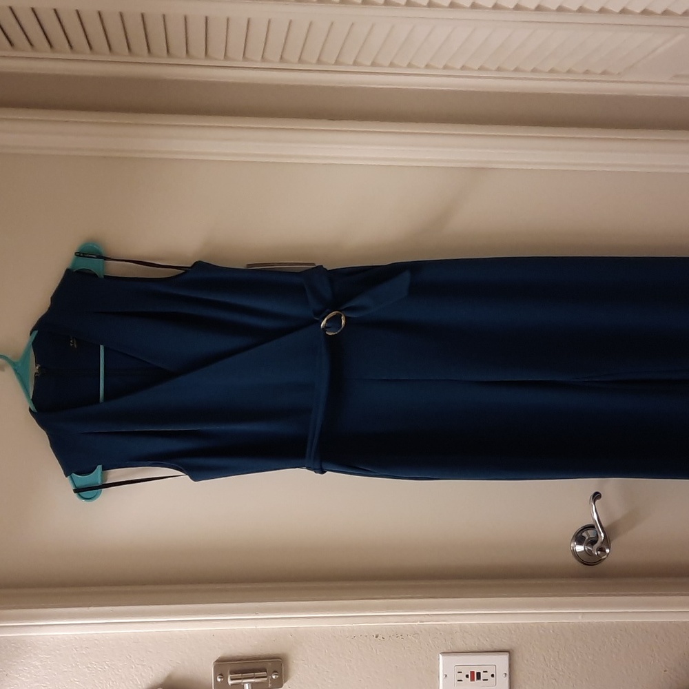 NWT, Tahari ASL Teal Belted Jumpsuit - Picture 2 of 14